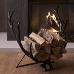 Festive Sculptural Antlers Fireplace Log Holder