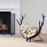Festive Sculptural Antlers Fireplace Log Holder