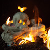 Fire Pit Skull and Crossbones Log