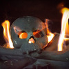 Fire Pit Skull and Crossbones Log