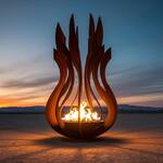 Flame Bloom Metal Fire Sculpture