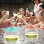 Floating Wine Glasses with Splash-Proof Silicone Lids for the Pool