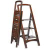 Fold Flat Mahogany-Finished Wooden Stepladder