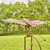 Giant Flapping Wings Owl Garden Stake /  Kinetic Metal Sculpture