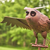 Giant Flapping Wings Owl Garden Stake /  Kinetic Metal Sculpture