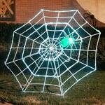 Giant Illuminated Spider Web With Animated Crawling Spider