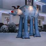 Giant Inflatable Star Wars AT-AT with Reindeer Antlers and Christmas Lights