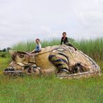 Giant Resting Ankylosaurus Dinosaur Statue