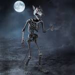 Gigantic 10-Ft Animatronic Werewolf Skeleton Statue