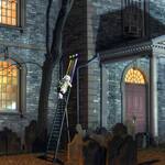 Gigantic 10 Ft Outdoor Animatronic Ladder-Climbing Zombie