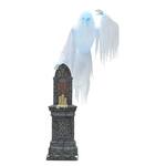 Gigantic Animated Skeleton Ghost Floating Around a Tombstone