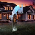 Gigantic Animated Skeleton Ghost Floating Around a Tombstone
