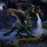 Gigantic Animatronic Green Dragon Statue