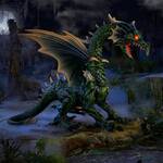 Gigantic Animatronic Green Dragon Statue