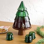 Green Glass Christmas Tree Beverage Dispenser