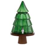 Green Glass Christmas Tree Beverage Dispenser