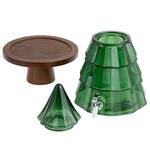 Green Glass Christmas Tree Beverage Dispenser