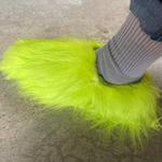 Grinch-Inspired Neon Green Fur Shoes