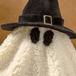 Gus the Ghost with Witch Hat Throw Pillow