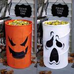 Halloween Candy Serving Barrels - Pumpkin or Ghost