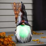 Halloween Gnome with Color-Changing Beard and Lighted Broom