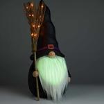 Halloween Gnome with Color-Changing Beard and Lighted Broom