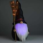 Halloween Gnome with Color-Changing Beard and Lighted Broom