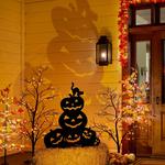 Halloween Jack-O'-Lanterns Silhouette w/ Orange LED Spotlight