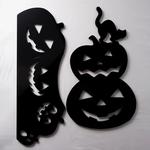 Halloween Jack-O'-Lanterns Silhouette w/ Orange LED Spotlight