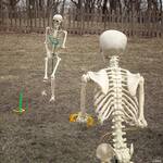 Halloween Skeletons Playing Yard Games Decorating Kit