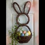 Hand-Woven Rattan Easter Bunny Basket Wreath