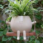 Happy Face Hanging Planter on a Tree Swing