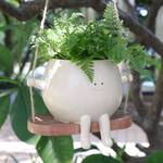 Happy Face Hanging Planter on a Tree Swing