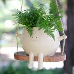 Happy Face Hanging Planter on a Tree Swing