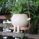 Happy Face Hanging Planter on a Tree Swing