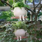 Happy Face Hanging Planter on a Tree Swing