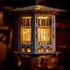 Illuminated Craftsman Style Wooden Bird Feeder