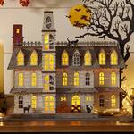 Illuminated Wooden Halloween Haunted House Countdown Calendar