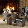 Iron and Wood Fireplace Match Holder With Long Matches
