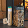 Iron and Wood Fireplace Match Holder With Long Matches