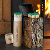 Iron and Wood Fireplace Match Holder With Long Matches