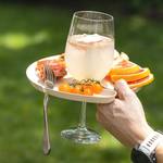 Knork Eco Reusable Bamboo Party Plates - Built-In Wine Glass and Fork Holders
