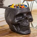 Large Black Skull Planter Pot / Halloween Candy Holder