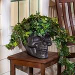 Large Black Skull Planter Pot / Halloween Candy Holder