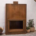 Large-Scale Corten Steel Outdoor Fireplace