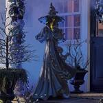 Life-Sized Faceless Wicked Witch Ghost Statue with Glowing Inner Fire
