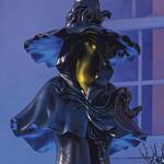 Life-Sized Faceless Wicked Witch Ghost Statue with Glowing Inner Fire