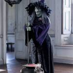 Lifesize Animated Halloween Witch w/ Bubbling Cauldron
