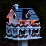 Lighted Holiday Colonial Cottage Birdhouse