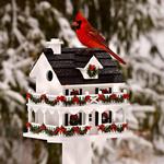 Lighted Holiday Colonial Cottage Birdhouse